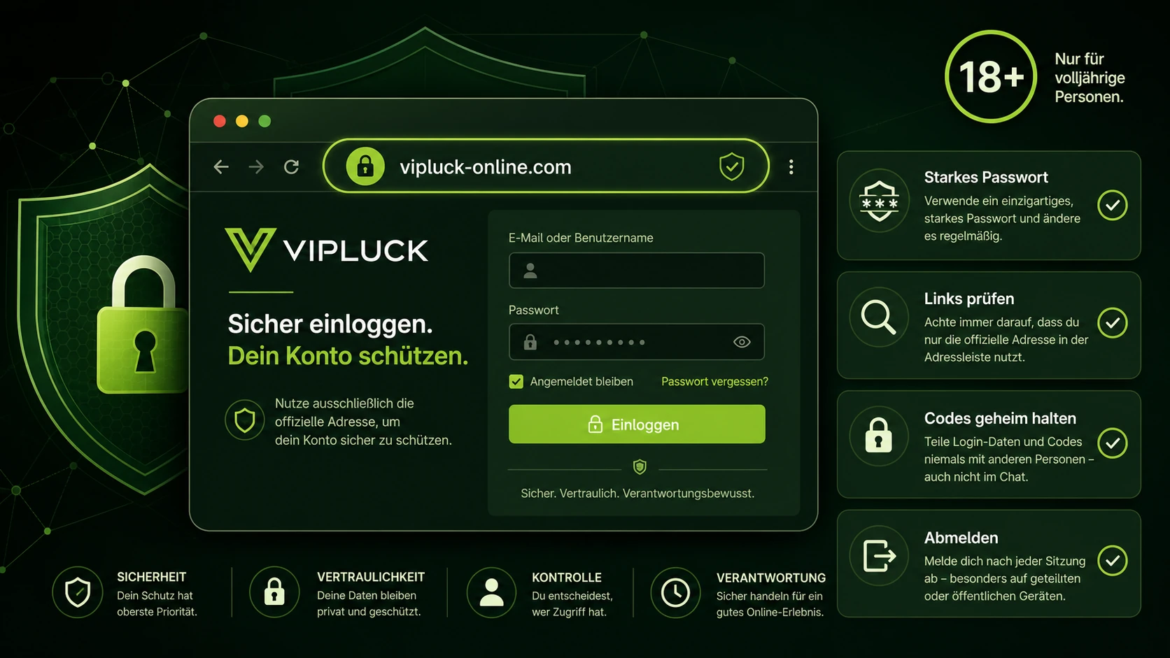 Vipluck Casino Login sicher verwenden